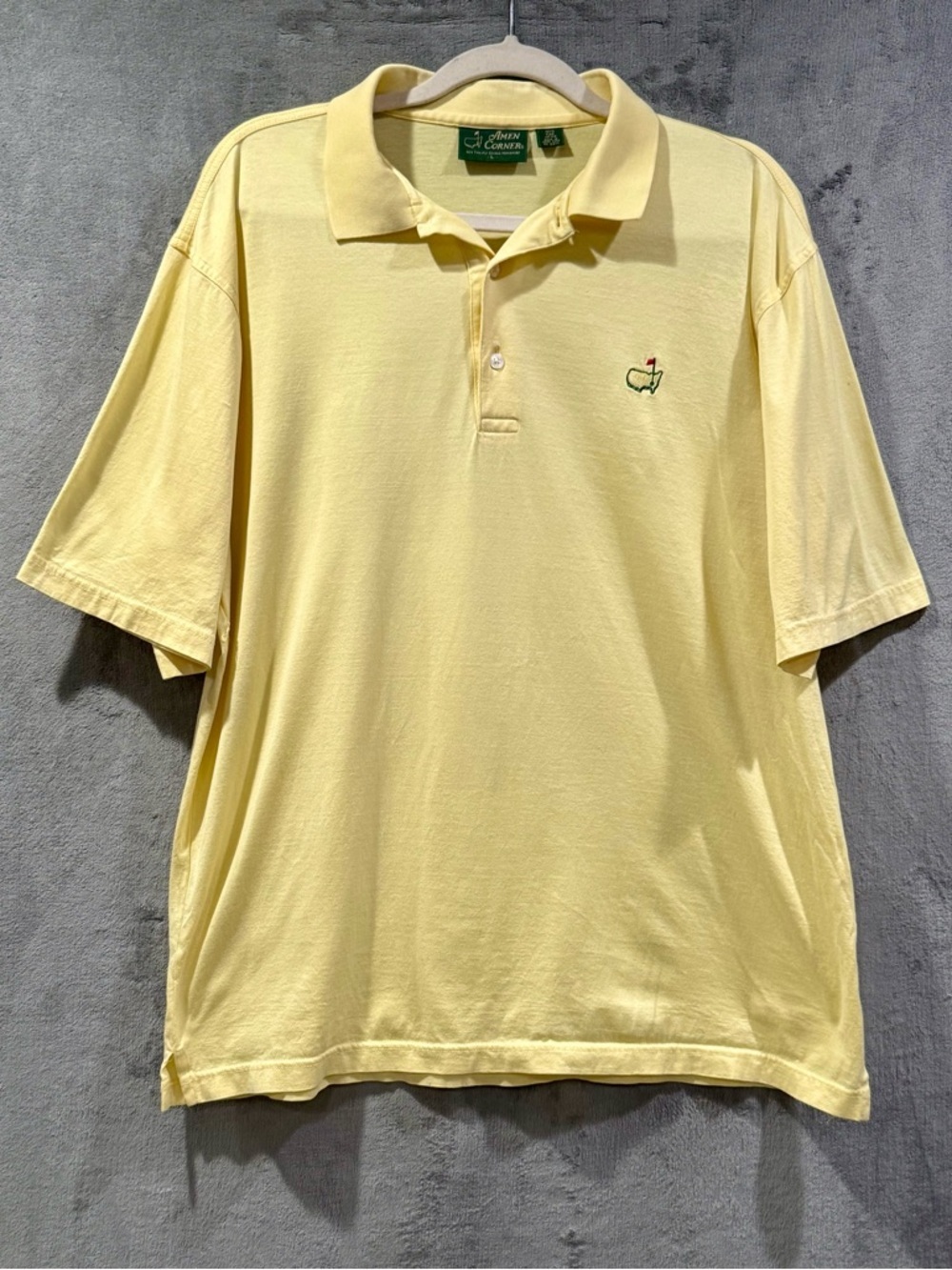 Masters Polo Shirt Mens Large Short Sleeve Golf Pima Cotton Amen Corner Yellow